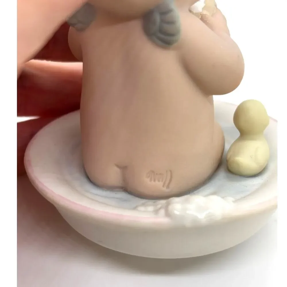 Adorable Vintage 1991 Enesco, Rose O'Neill Porcelain Kewpie Doll, Bath Time